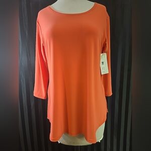 Flawed Size 8 Sympli Go To Classic T Relax 3/4 Sleeve Shirt Coral Color